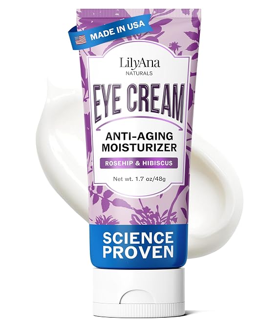 LilyAna Naturals Eye Cream for Dark Circles and Puffiness, Under Eye Cream for Wrinkles and Bags, Anti Aging - helps Improve Dryness; for Sensitive Skin - 1.7 oz - Made in USA