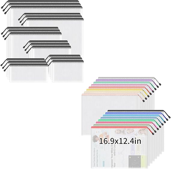 Umriox Zipper Pouch Bundle (18PCS Assorted Size & 16PCS 16.9x12.4 in)