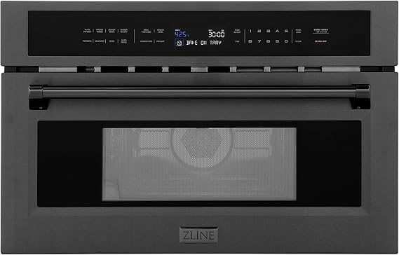ZLINE 30" 1.6 cu ft. Built-in Convection Microwave Oven in Black Stainless Steel with Speed and Sensor Cooking (MWO-30-BS)