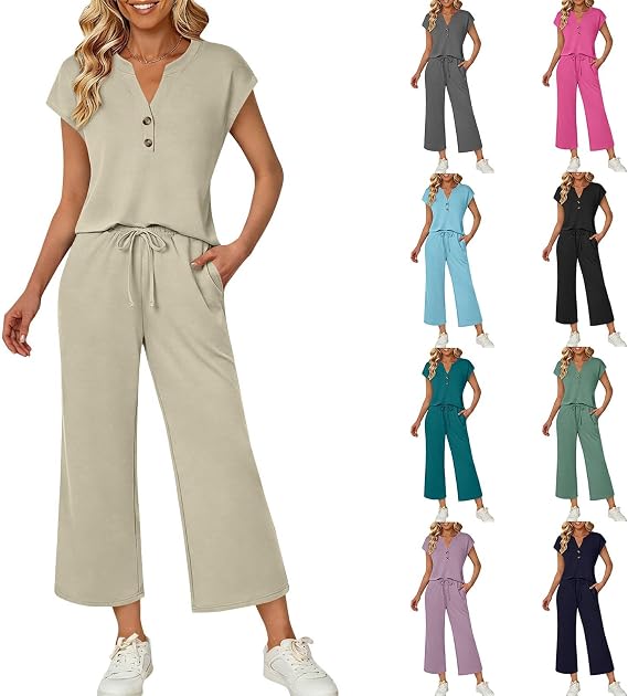 SMIDOW Two Piece Sets For Women Spring Summer Vacation Beach Travel Airport Outfits 2026 Matching Lounge Pants Set