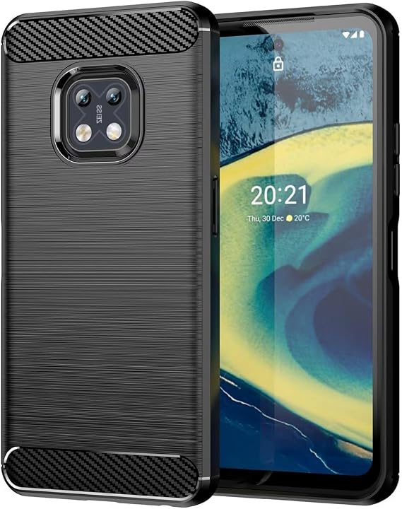 Hülle für Nokia XR20 hülle Ultradünne Handyhülle mit stoßdämpfendem Carbon-Fiber-Design aus TPU-Gummi Robuster Schutzhülle für Nokia XR20 Schwarz