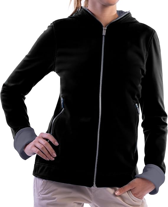 SCOTTeVEST Chloe Glow Hoodie for Women, 18 Pockets, Zip-Up for Travel | Stretch Travel Hoodie with Easy-Care Fabric, Versatile Wear, Secure Storage, Machine Washable, and All-Day Comfort