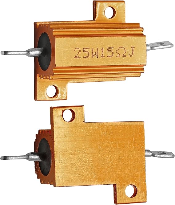 2 Pack 25W 15 Ohm Aluminum Case Wirewound Resistor, Screw Mount | Aluminum Housing Good Heat Dissipation, Screw Tab Fixable, 5% Tolerance, For LED Inverter Speaker Industrial