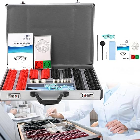 266Pcs Optical Trial Lens Set, Metal Rim Ophthalmic Lenses Trial Frames Included - Aluminum Case - Free Trial Frame - Explore Precision Vision Testing & Prescription Accuracy