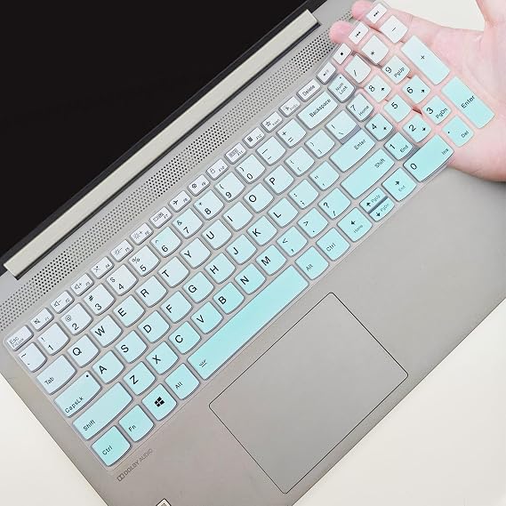 Keyboard Cover Skins for Lenovo Yoga 7i 15.6" 16", Flex 5 15.6, IdeaPad 3 3i 15.6, Slim 7 15.6, ThinkBook 15 G2 G3 15p, ThinkBook Gen 4 15.6 (Gradient Mint Green, Silicone)