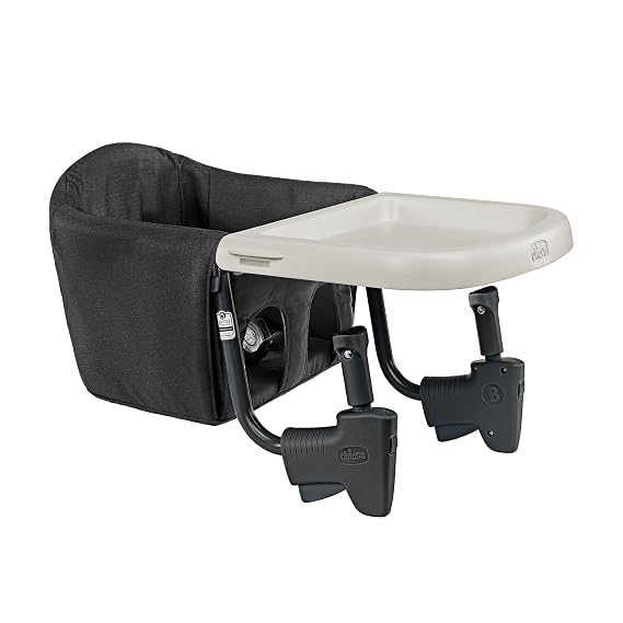 Chicco FastLock Go Hook-On High Chair, Portable, Silla de Comer para Bebe | Black/Black, foldable hook-on high chair, 6-36 months, up to 37 lbs, BPA-free tray, machine washable pad, sets up in seconds