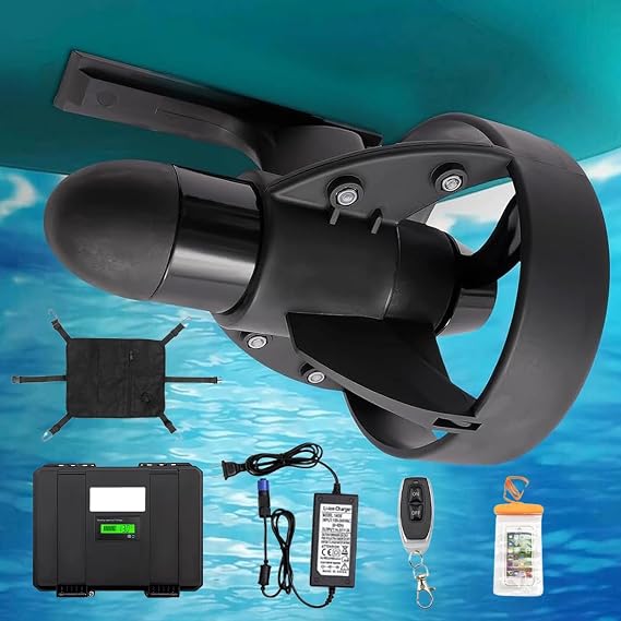Electric Motorized Fin,12v Thrust Surfboard Underwater Thruster,20ah Battery Electric Fin Stand Up Paddle Board Motor for Kayak Fishing Boat Paddle Board,Speed 3-4km/4-5km,D180