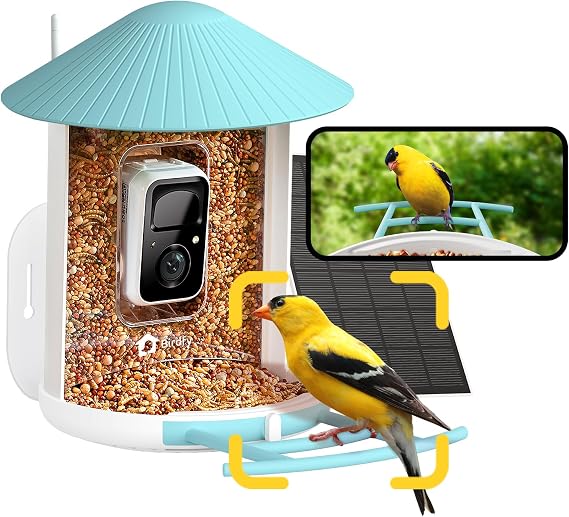 NETVUE Birdfy AI Smart Bird Feeder Camera Solar Powered, AI Auto Capture Bird Videos & Identify 6000+ Bird Species, Cloud Storage & Birdwatching On Live, Ideal Present (Sky Blue)