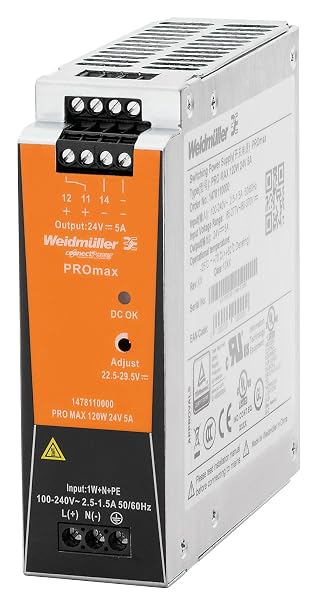 1478110000 - AC/DC DIN Rail Power Supply (PSU), IP20, 1 Output, 120 W, 24 V, 5 A