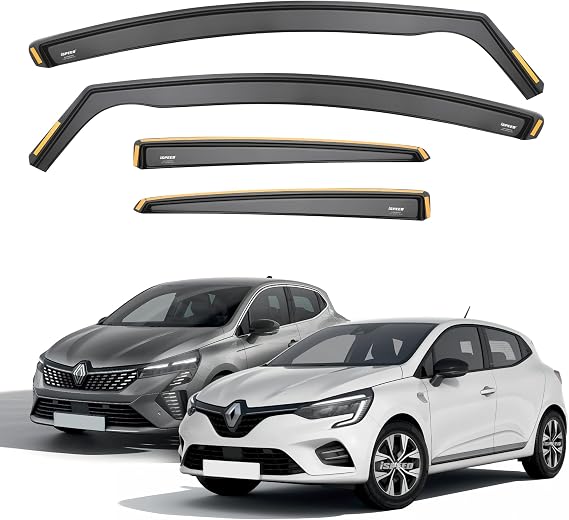 ISPEED Wind Deflectors for Renault Clio MK5 2019-2026 5-Door Hatchback 4pc Set | Keep Your Car Ventilated In Rain & Wind, Reduce Wind Turbulence, Easy Installation, Tinted, In-Channel Deflectors