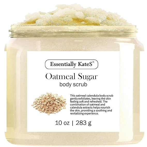 Oatmeal Sugar Body & Foot Scrub 10 oz - Very Gentle, and Perfect for Sensitive Skin, for a complete spa-like experience - Packaging color may vary.