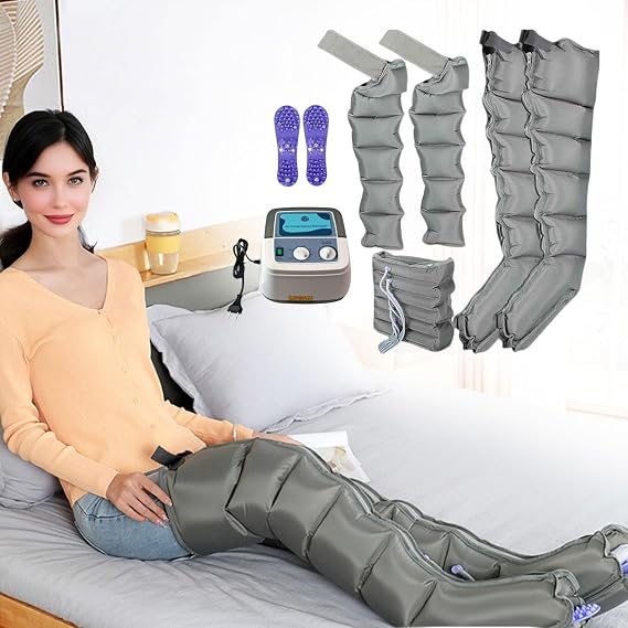 Leg Massagers for Pain and Circulation, Calf Massager,6 Cavity Lymphatic Drainage Air Compression Leg Massager, Recovery Boots