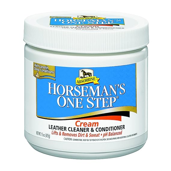 Absorbine Horsemans One Step Leather Cleaner & Conditioner Cream, Vinyl/Leather Treatment to Clean, Protect, Restore & Prevent Dryness, 15oz