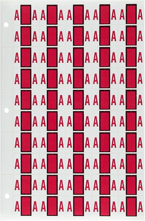 TAB Alphabetic Folder Label Sheet, A, Red, 1", 50 Labels/Sheet