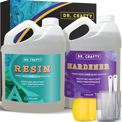 DR CRAFTY Clear Epoxy Resin - 2 Part Resin Kit for Table Top & Molds, Art, DIY Projects, Jewelry Casting & Tumblers - 2 Gallon