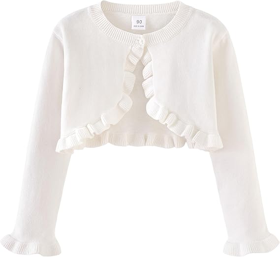 NewL Girls Kids Bolero Cardigan Sweater Cute Ruffle Design