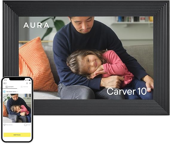 Aura HD Digital Picture Frame | Carver: The Best Frame for Gifting (Gravel, 10")