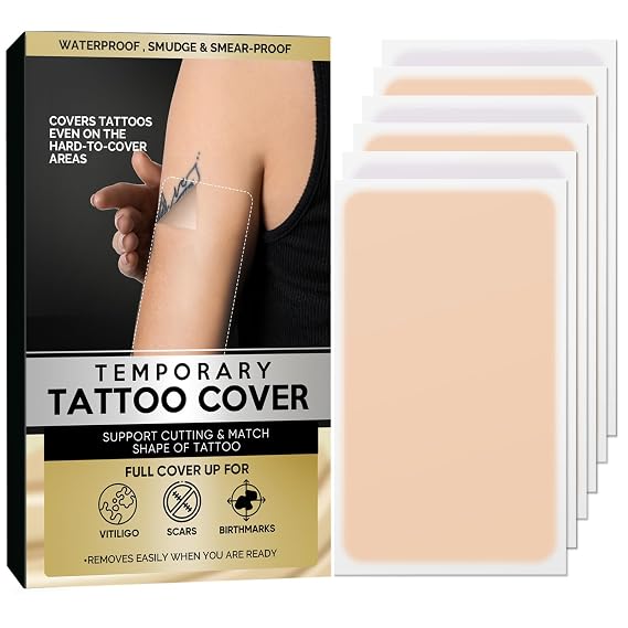 Tattoo Cover Up Tape, Invisible Waterproof Skin Tone Concealer Sticker for Covering Up Scars Tattoos,12Pcs