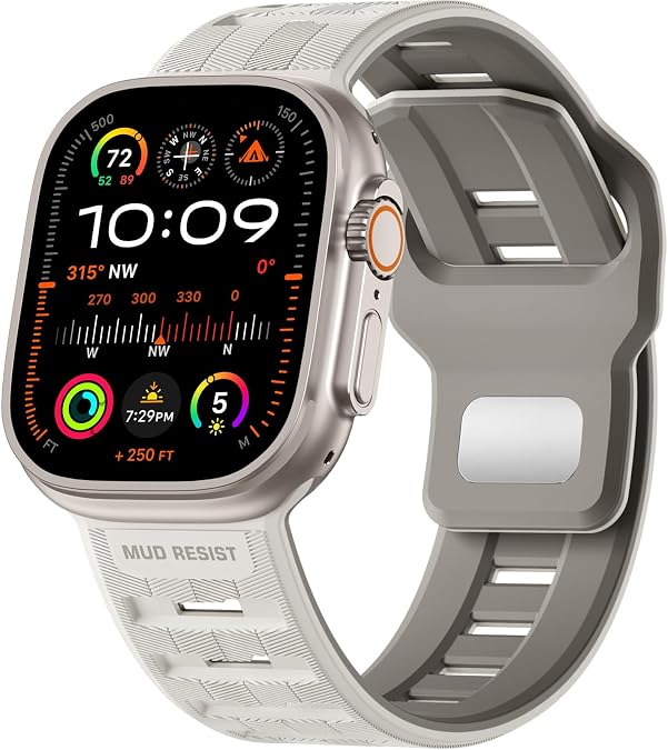 Hamile Sport Watch Band Compatible with Apple Watch Ultra 2/Ultra Band 49mm 46mm 45mm 44mm 42mm Men, Soft Breathable Waterproof Silicone Sport Strap for iWatch Ultra Series 10 9 8 SE 7 6 5 4 3 2 1