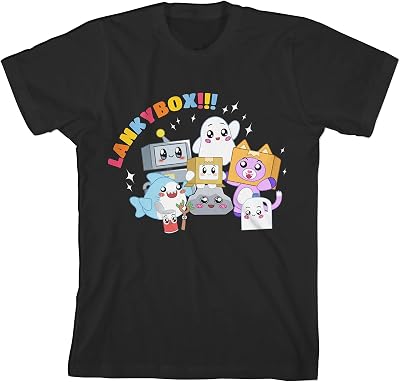 Bioworld LankyBox Characters Having Fun Crew Neck Short Sleeve Boys Black T-Shirt