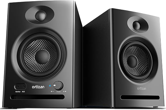 Ortizan C7 Powered Studio Monitors Pair with Bluetooth 5.3, Black