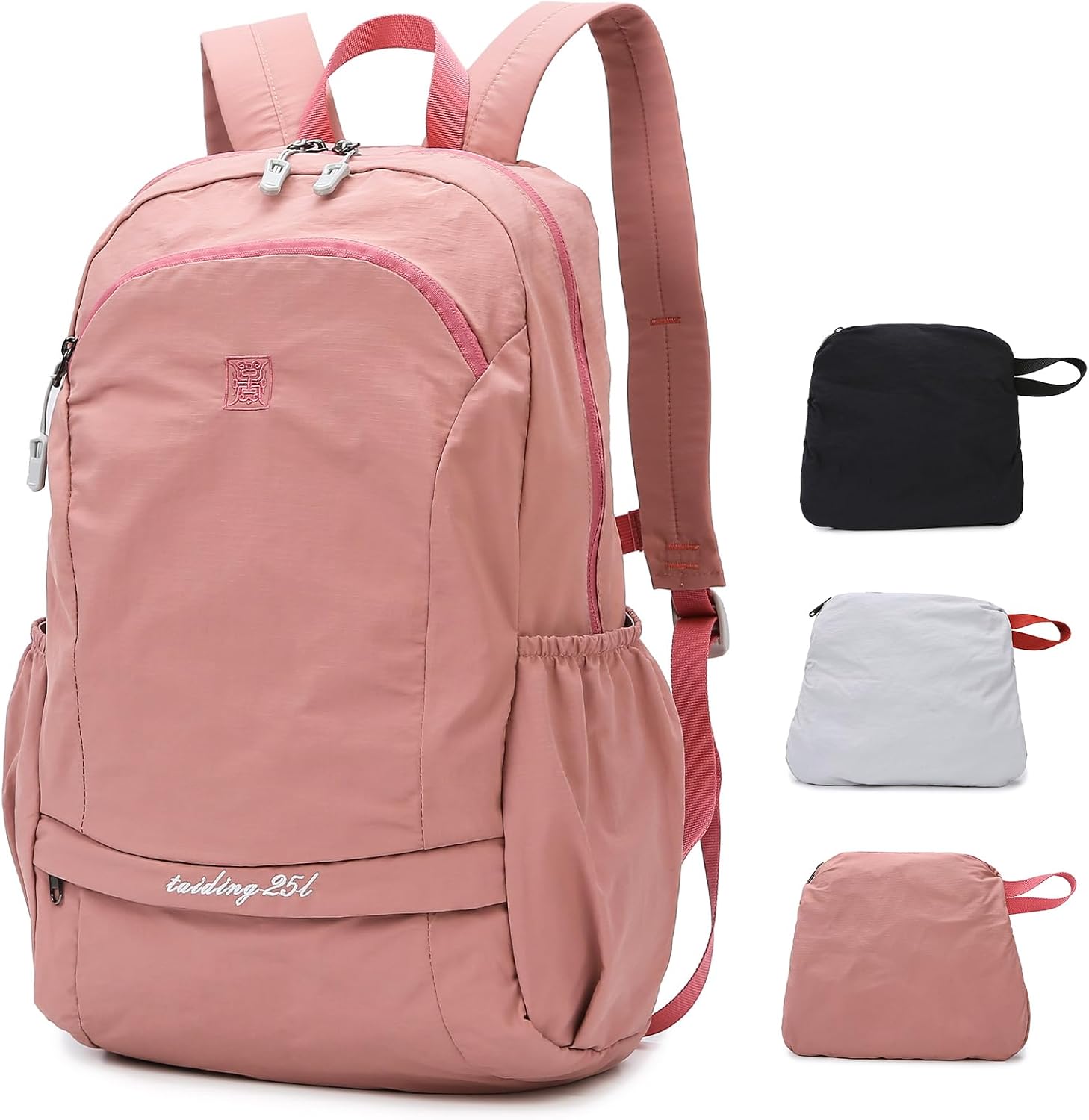25L Foldable Hiking Backpack for Men Women, Gym Backpack with Wet Pocket, Ultralight Packable Collapsible Daypack for Outdoor, Pink