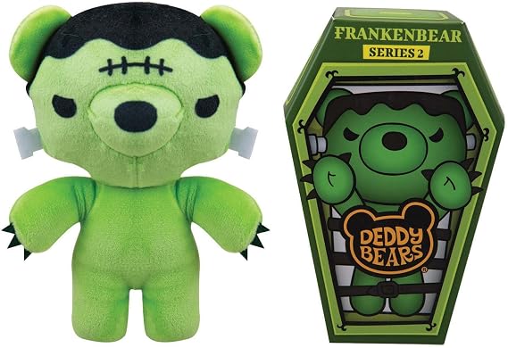 Deddy Bears - Frankenbear Soft Toy With Coffin Plush Halloween, Birthdays, Spooky Cuddlies Gifts, Creepy Children's and Adults Collectables - 15cm Frankenbear