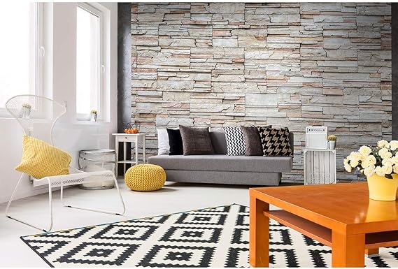 Dimex Travertine Wall Mural, 96.00" x 144.00", Gray