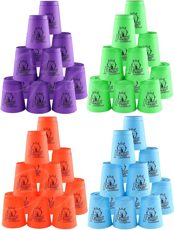 48Pcs Sport Stacking Cups, Quick Stacking Cups Set Speed Training Games for Travel Party Challenge Competition Gift for Kids and Adults