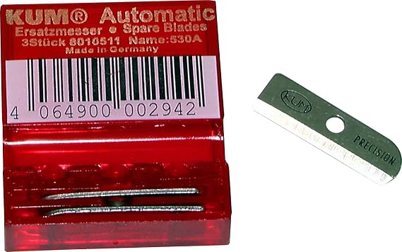 KUM 801.05.11 Tempered Steel Spare Blades for KUM Automatic Pencil Sharpeners, Pack of 3