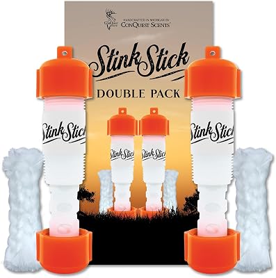 Conquest Scents Stink Stick Orange Double Pack | Scent Dispenser with Fiberglass Wick for Liquid Hunting Scents or Wax Tubes | Leak-proof Yardage Markers and Hanging Scent Tools for Deer Hunting