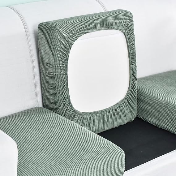 Sofa Seat Cushion Cover, Stretch Sofa Seat Cover, Fitted Universal Couch Cover, Non-Slip Sofa Slipcovers Velvet Sofa Covers Replacement for Individual Cushion(Großer 1-Sitzer, Green)