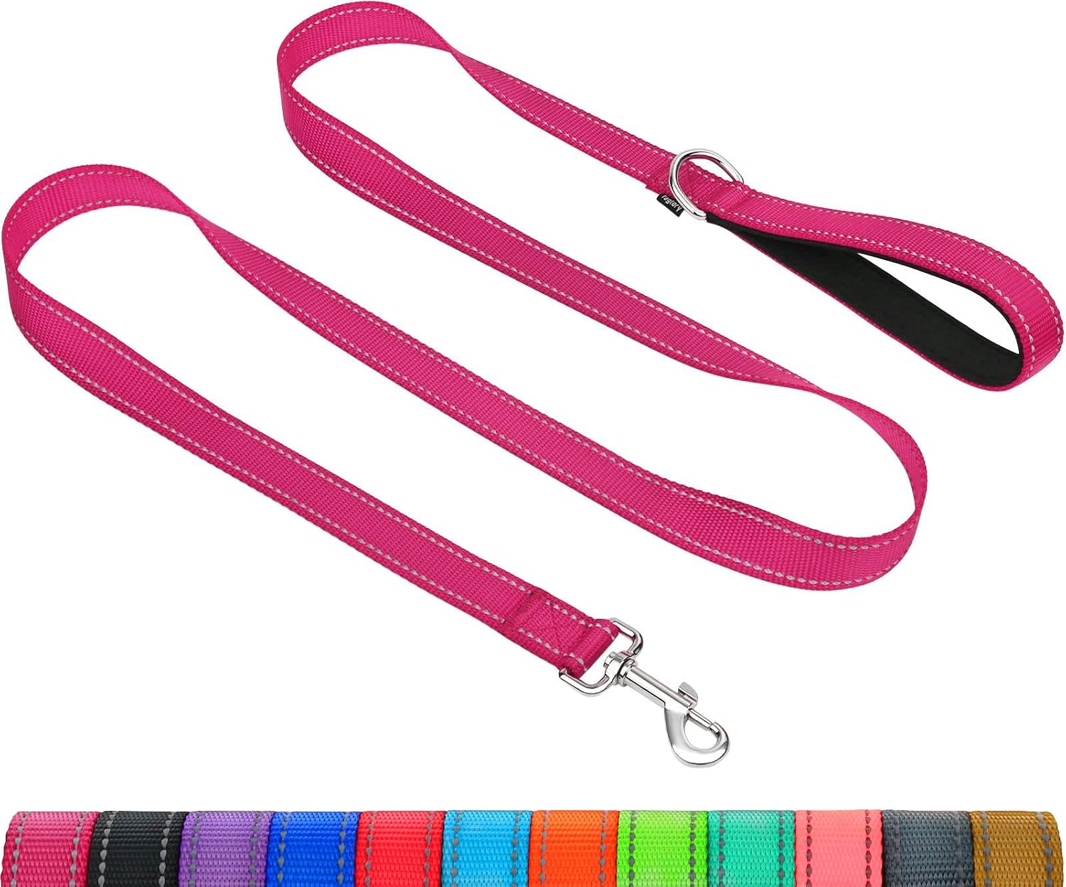 Taglory Dog Leash for Small Dogs, Double-Sided Reflective Leash with Soft Neoprene Padded Handle, 34 inch by 4 ft, Fit Small Medium Large Breeds Under 20 lbs, Hot Pink