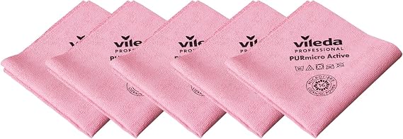 Vileda Professional PurMicro Active Microfibre Cloth Red Pack of 5 38 x 35 cm