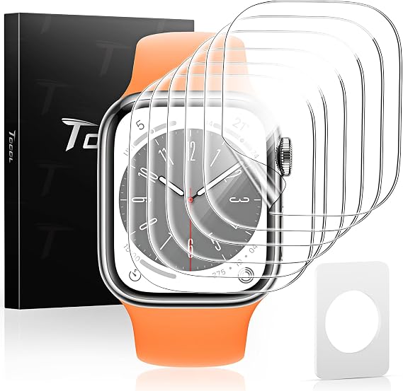 TOCOL 6 Pieces Screen Protector for Apple Watch Series SE/6/5/4 44mm, Scratch Resistant, Bubble Free, HD Clear, Full Coverage Flexible TPU Screen Protector