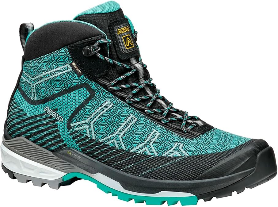 ASOLO Womens Falcon Evo Jaquard GV Black/Aqua Green Hiking Boot