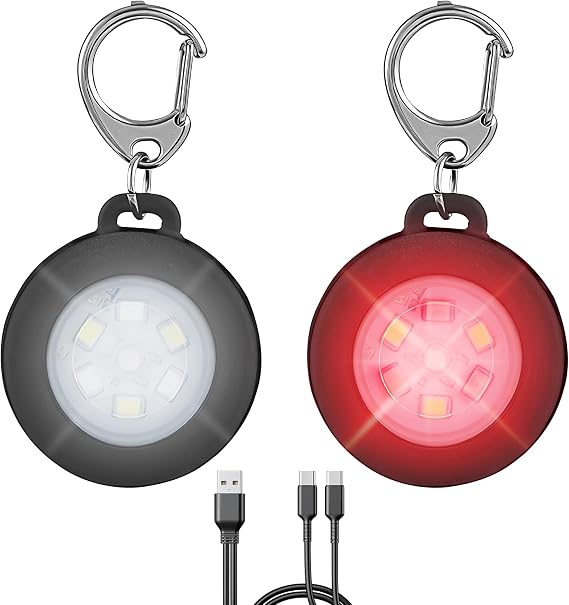 2 Pack Keychain Flashlight, Portable EDC Ultra Bright Mini Flashlights, 3 Modes, USB C Rechargeable, Waterproof LED Light for Keys, Outdoor, Emergency, Dog, Gift
