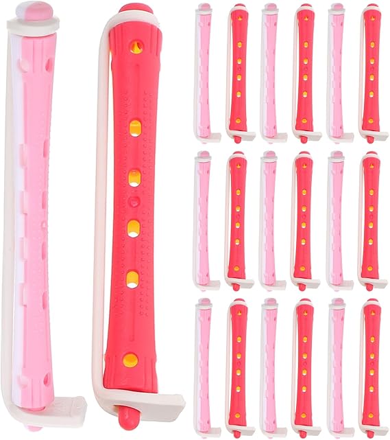 Dual-Color Plastic Hair Perm Rods 24Pcs Curling Rod Set No Heat Hair Curlers Salon and Home Styling