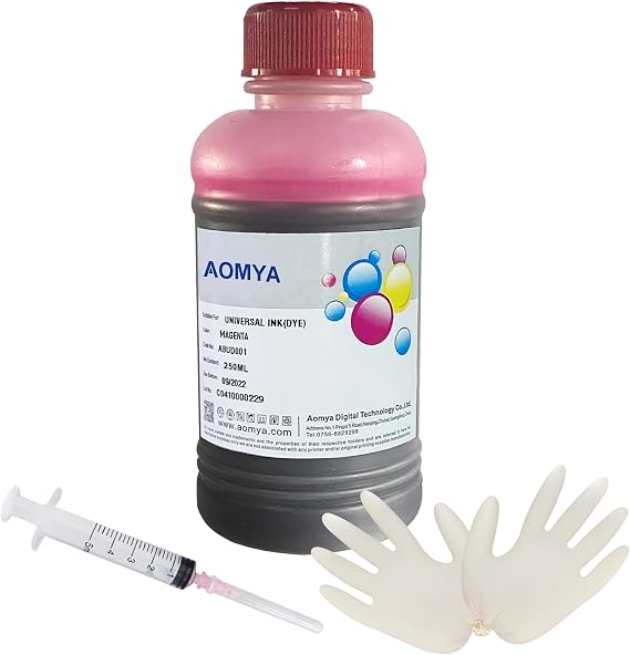 Aomya Universal Ink Refill Kit Magenta 250ML for All Refillable Cartridges