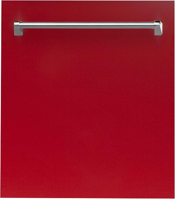 ZLINE 24 in. Top Control Dishwasher in Red Gloss 120-Volt with Stainless Steel Tub and Traditional Style Handle