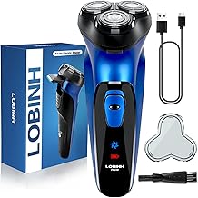Electric Razor for Men with Pop-up Trimmer, 3D Floating Cordless Electric Shaver, Rechargeable Cordless Shavers for Men, Type-C, Long Runtime, Plug & Play, Blue