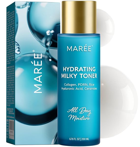 MAREE Hydrating Milky Toner for Face with Rice Ferment, Niacinamide & Collagen Korean Milk Skin Toner Essence with PDRN, Hyaluronic Acid & Ceramides for Skin Barrier Repair, Daily AM & PM Skincare