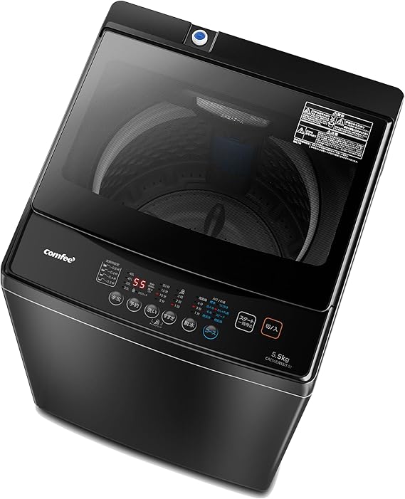 COMFEE' Fully Automatic Washer, 5.5kg, for 1-3 People, Single Living, Stainless Steel Tank, Air Dry, Reservation Function, Room Drying, Glass Door, Compact, Home Appliance, Water Saving, Quiet Design
