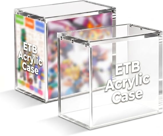 2 Pack Stackable Acrylic Elite Trainer Box Case - 8 Strong Magnets, 8mm/5mm Reinforced Edge, Dustproof Collector Storage ETB Protector Case for Elite Trainer Box