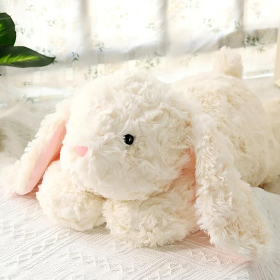 Large Weighted Rabbit Stuffed Animal 27.5" 5Lbs, Sturdy and Fluffy Beige Rabbit Plush Toy for Adutls Cuddle, Cute Plushy Hugging Pillow Toy for Adutls