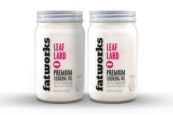 Fatworks Pasture Raised Leaf Lard for Baking, Baker's Lard, 14 oz (2 Pack) | Artisanally Rendered, Traditional & Gourmet Baking, Sauteeing, Frying, WHOLE30 APPROVED, KETO, PALEO
