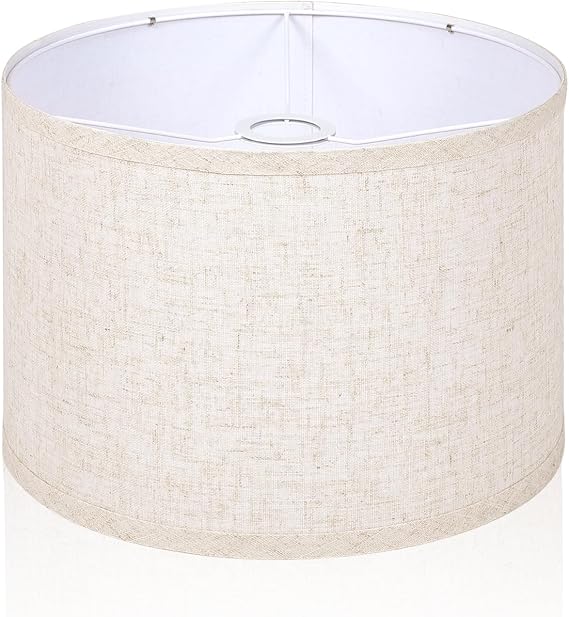OUTON Beige Drum Lamp Shades for Floor Lamps, 11" Top x 11" Bottom x 9" High, Easy to Assemble, Replacement Linen Lampshades for Table Lamps & Bedside Lamps (1.65" Spider)