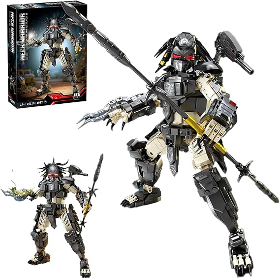 highdar Mech Warrior Building Kit 1002 Clamping Blocks Highly Movable Sci-Fi Joint Figure with Luminous Red Eyes Action Model Building Set for Teenagers and Adults from 14 Years