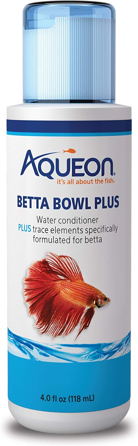 Aqueon Betta Bowl Plus Water Conditioner for Betta Fish Tanks, 4 Oz