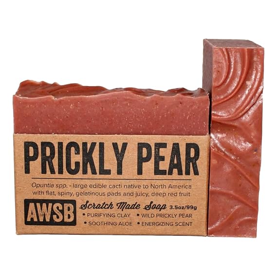 A Wild Soap Bar Prickly Pear Cactus Soap, Rosemary Mint, 3.5 oz | Prickly pear and aloe vera. Energizing rosemary mint essential oil blend. Exfoliating. Vegan, cold process.